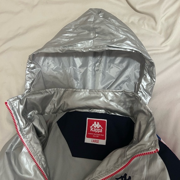 Kappa Metallic Silver Jacket with Navy and Accents - Picture 3 of 7